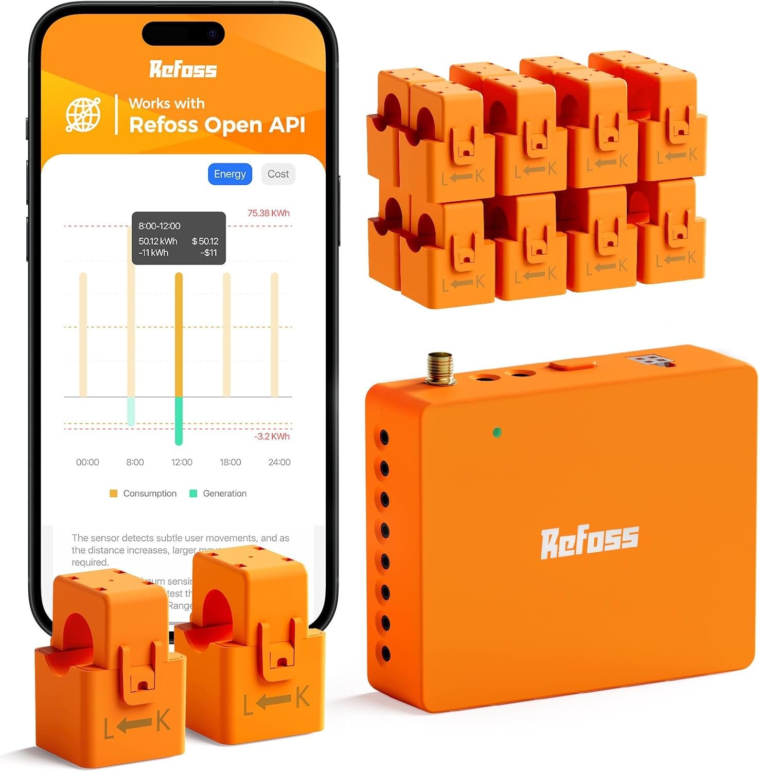 Refoss Smart Home Energy Monitor with 16 60A Circuit Sensor, Local Control | Real-Time Power Usage Monitor with Native Open API, Home Assistant, Electricity Cost Tracking, Solar Metering, ETL Certified