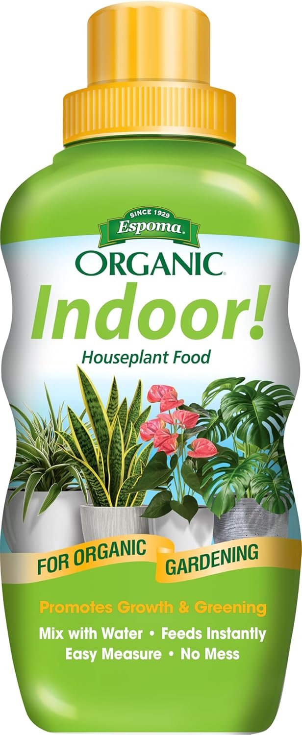 Espoma Organic 8 Ounce Concentrated Indoor! Plant Food – Indoor Plant Fertilizer for Large & Small Plants Like Pothos, Fiddle Leaf Fig, Monstera, Snake & Palms