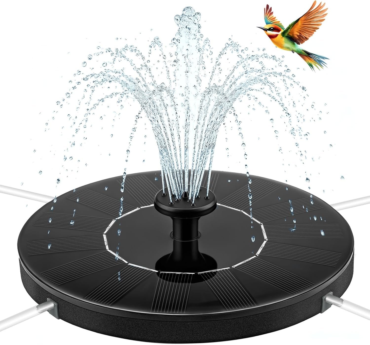 1.5W Solar Fountain, Solar Water Fountain with 6 Nozzles, Solar Water Pump Floating Fountain for Bird Bath, Pond, Garden, Pool, Fish Tank