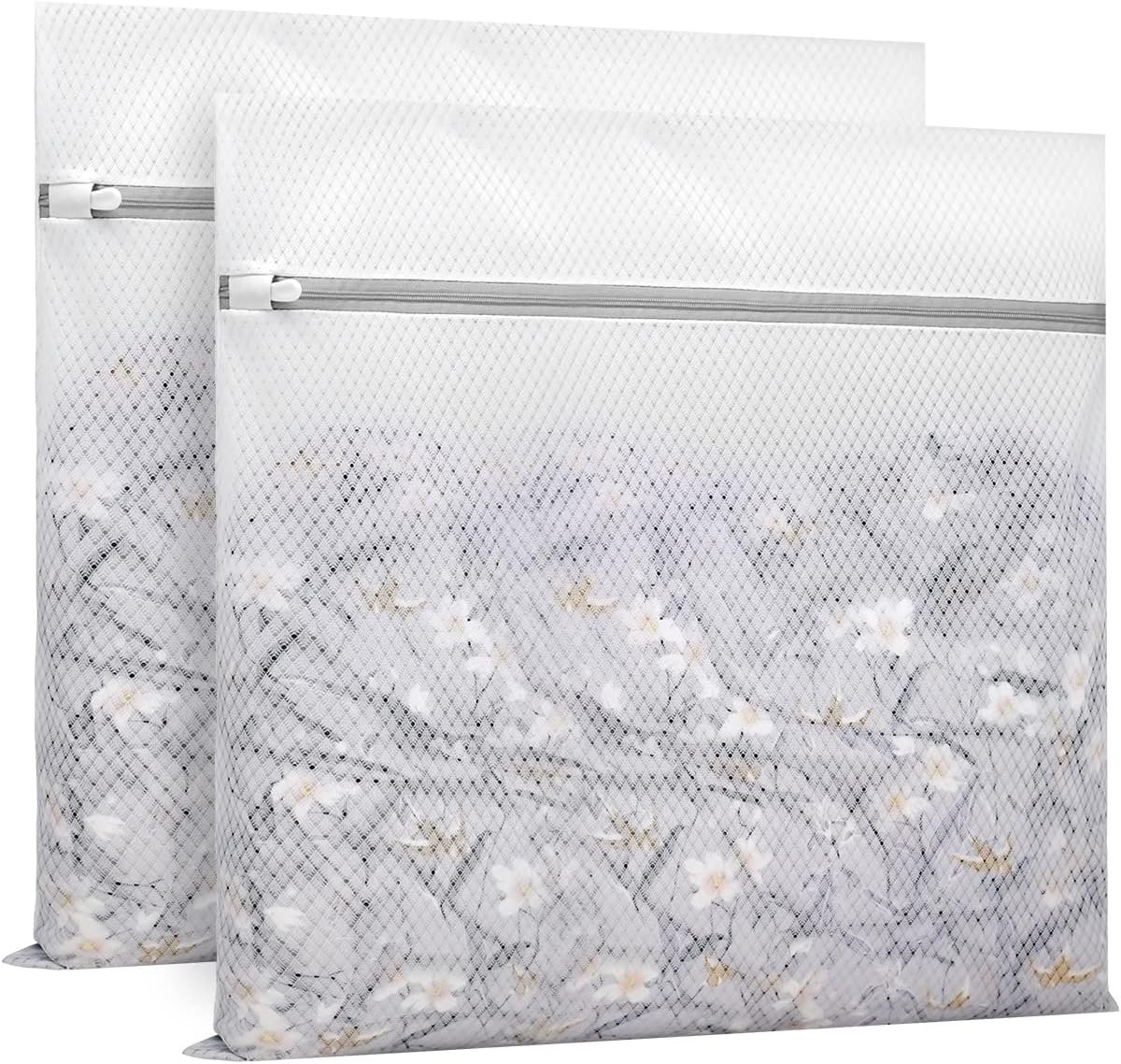 Muchfun 2Pcs Durable Diamond Mesh Laundry Bags for Delicates 24 x 24 Inches | (2 XX-Large)