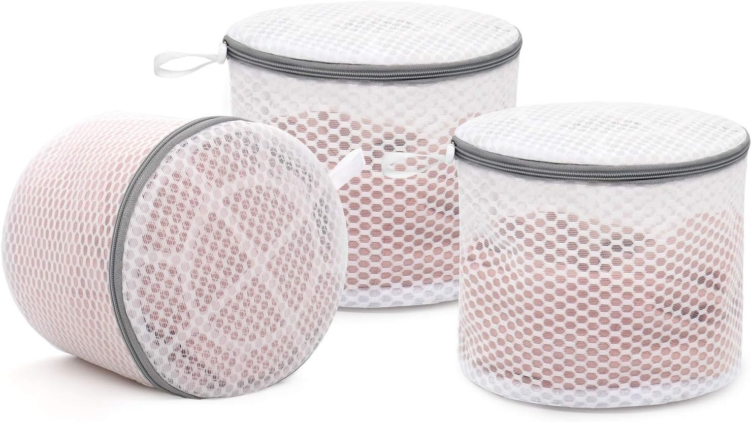 Muchfun 3Pcs Bra Wash Bags, Honeycomb Mesh Laundry Bags for Delicates | Lingerie, Intimates and Underwear 7 x 7 x 6 Inches