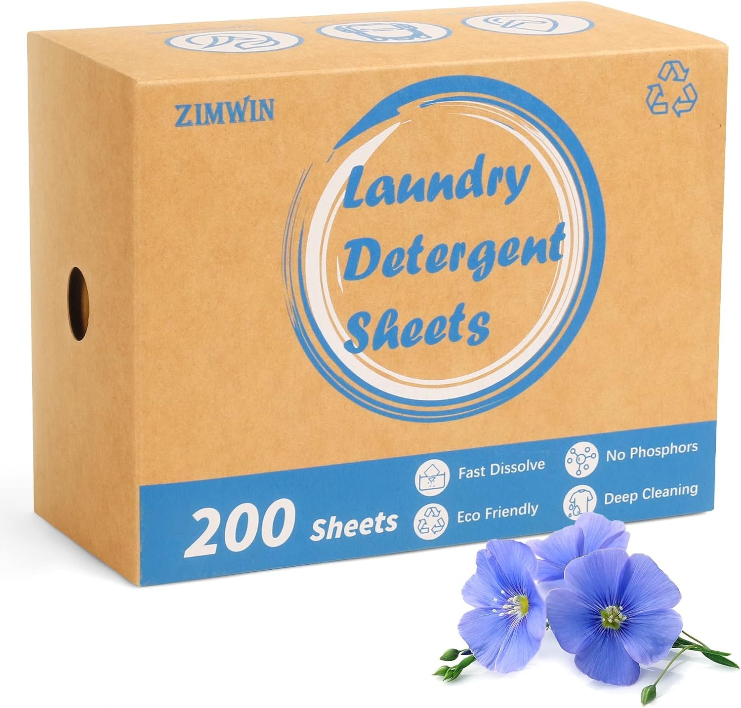 Laundry Detergent Sheets 200 Sheets, Fragrance-Free, Eco-Friendly, Plastic-Free, Hypoallergenic, Liquidless Washing Supplies for Dorm Travel Camping, 200 Loads