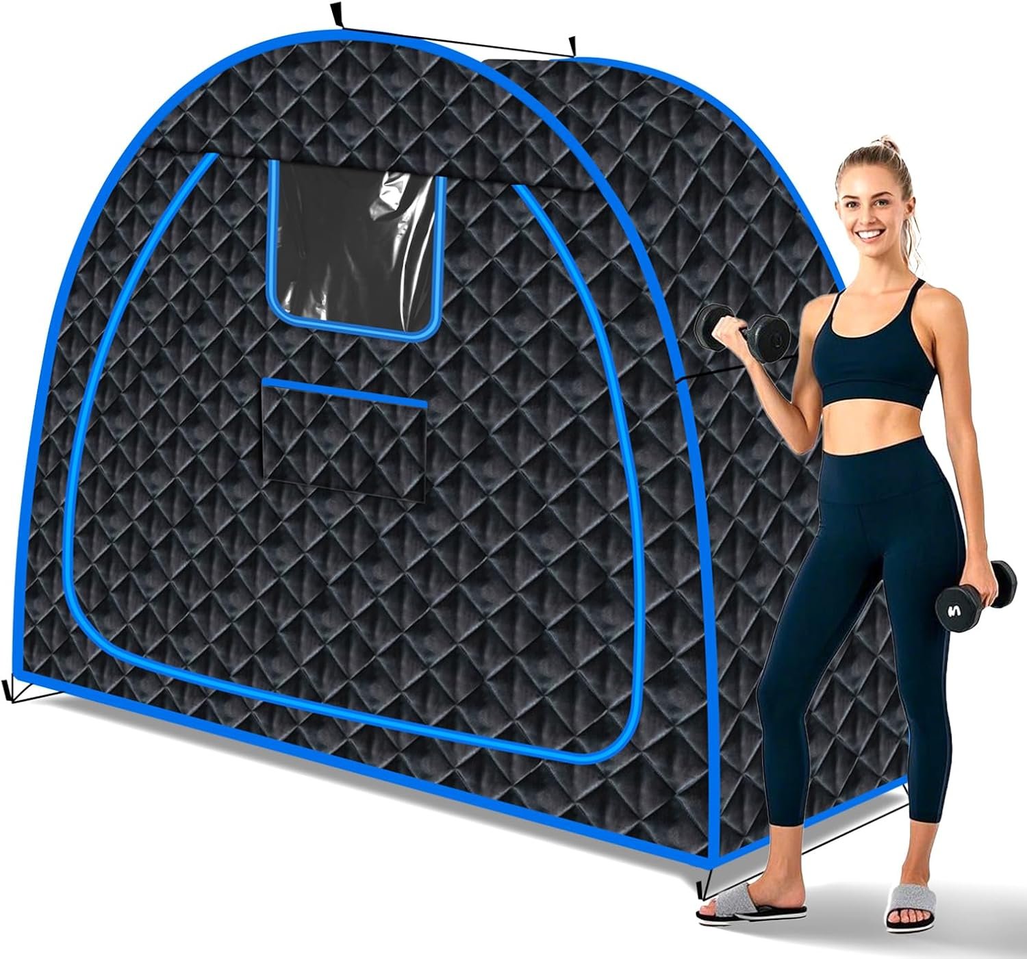 Smartmak Full Size Steam Sauna Tent, Three Person Portable Full Body Home Spa Room, Personal Large Space for Relaxation, Steamer NOT Included