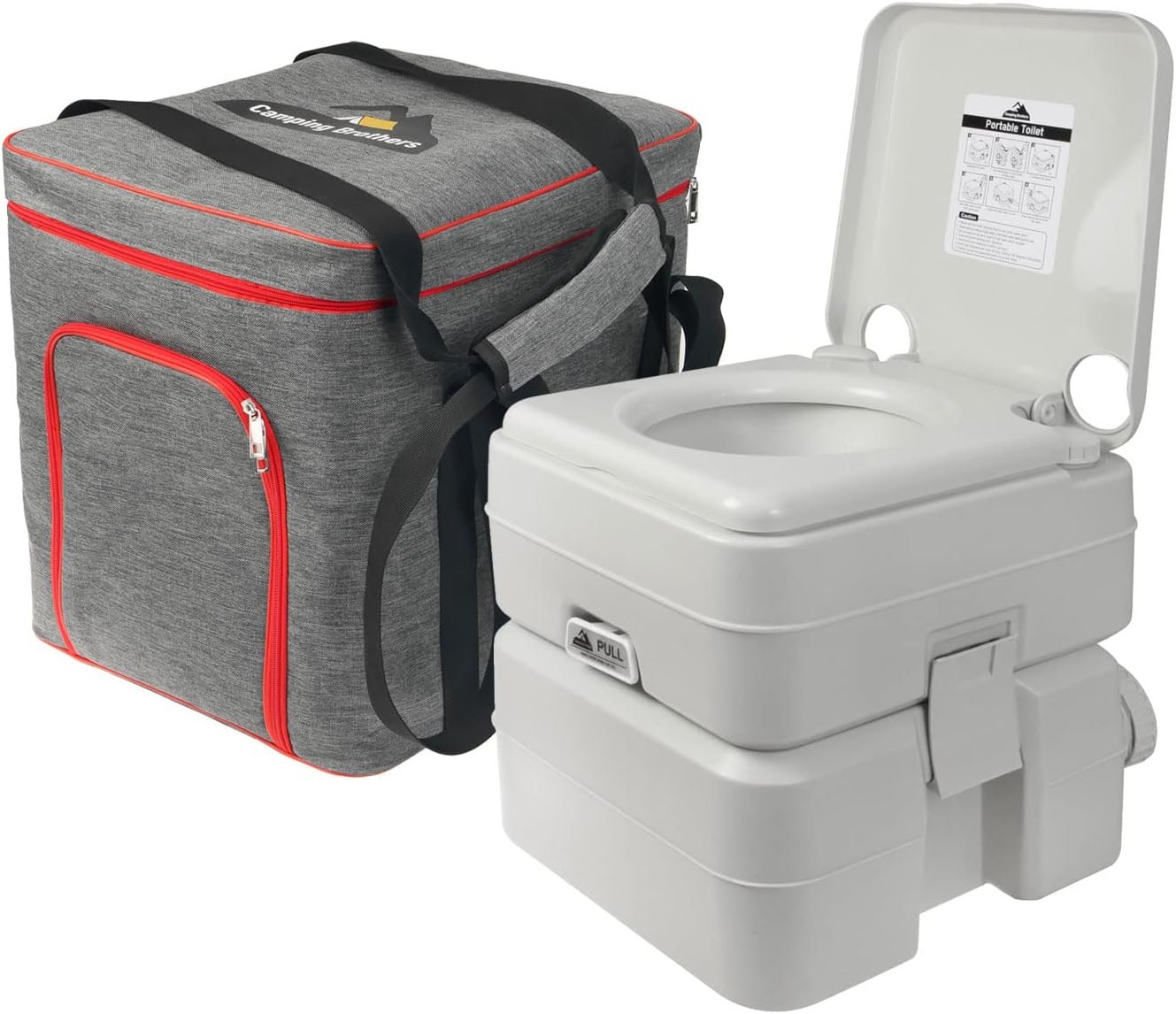 5.3 Gallon Portable Camping Toilet for Adults with Carry Bag – Extra Large Porta Potty for Adults Outdoors, RV, Boat | 286 LBS Capacity, 50 Flushes, Detachable Tanks, Carry Bag Included