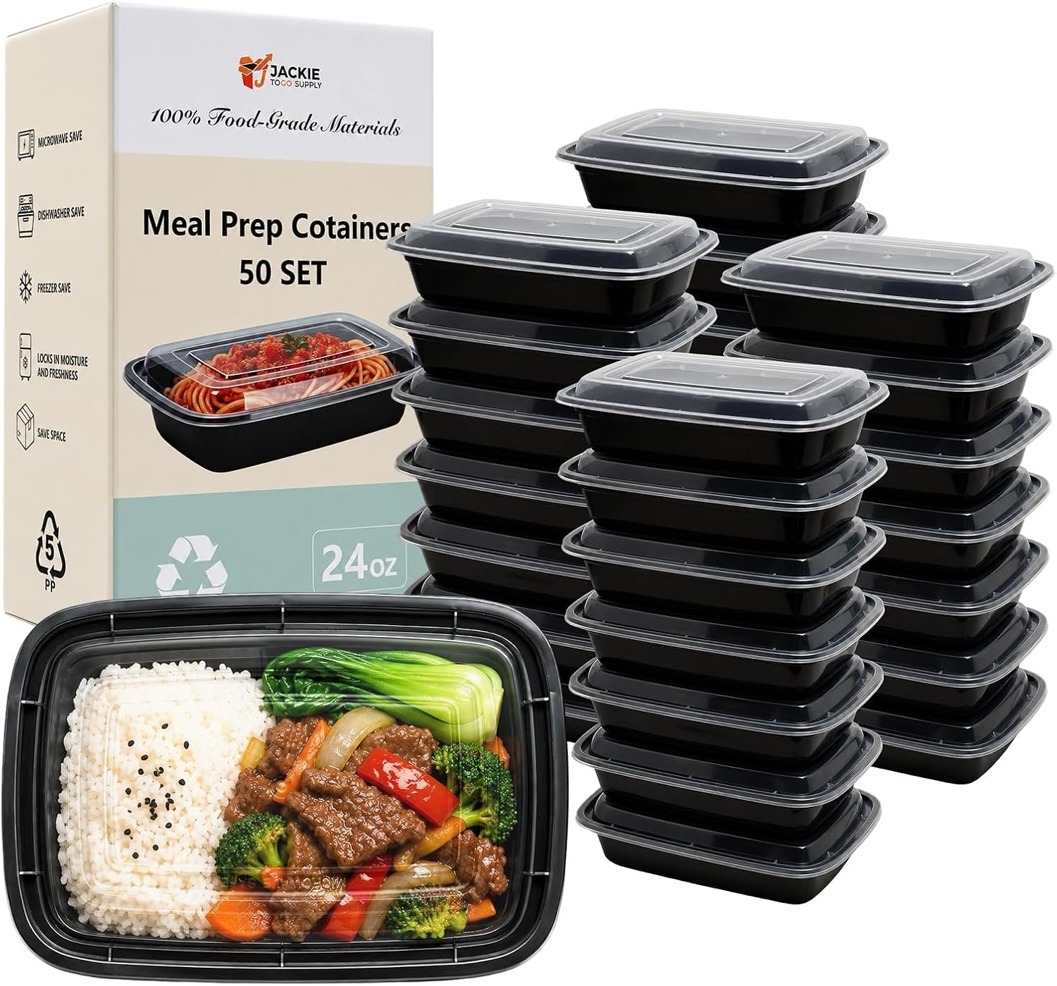 Jackie Togo Meal Pre Containers | Food Safe,BPA Free, Freezer Safe, Microware Safe, Reusable, Stackable, Easy togo