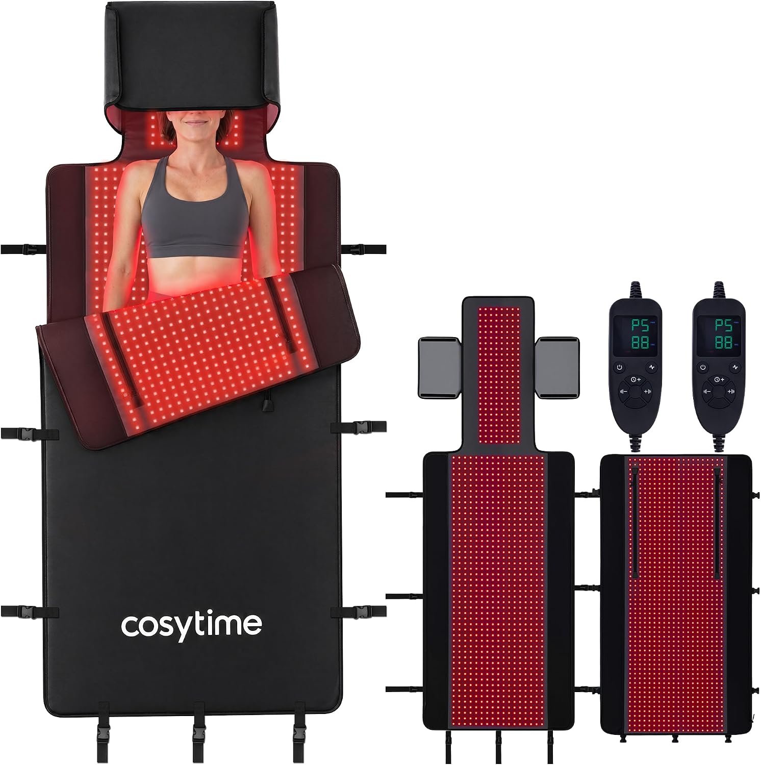 Red Light Therapy Bag for Full Body, 2820 Tri-Chip High-Density LEDs, Detachable Dual-Panels, Foldable Head & Facial Coverage, 660nm Red & 850nm Near Infrared