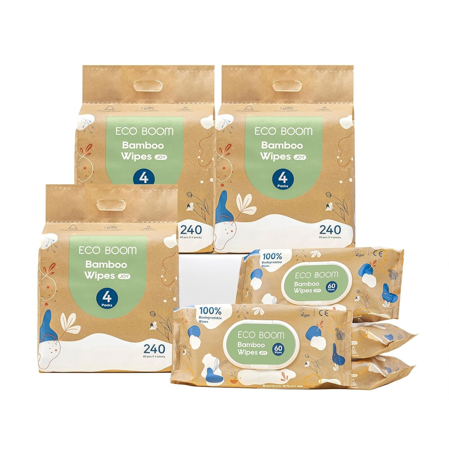 ECO BOOM Bamboo Baby Wipes – 99% Water-Based & Unscented Baby Wipes, Plant-Based & Hypoallergenic Wet Wipes Bulk (960 count), 16 Pack