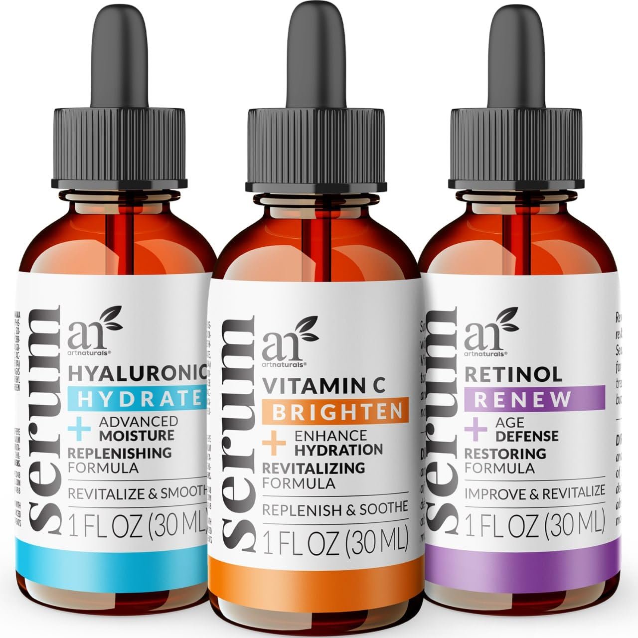 ArtNaturals Vitamin C, Retinol & Hyaluronic Serum Set (3 x 1 Fl Oz / 30ml)