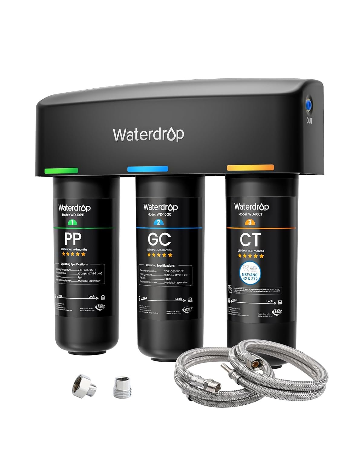 Waterdrop TSA 8 Layer Under Sink Water Filter System, NSF/ANSI 42 Certified