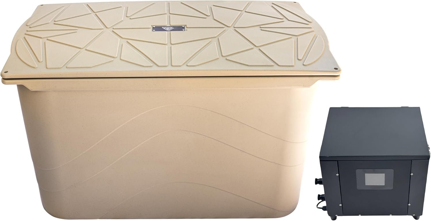 Frozin 400 Cold Plunge Tub with Water Chiller. Foam Insulation for Superior Ice Retention over Uninsulated Barrel or Inflatable Ice Baths. 100 Gallon Capacity (Cold Plunge Tub With Chiller)