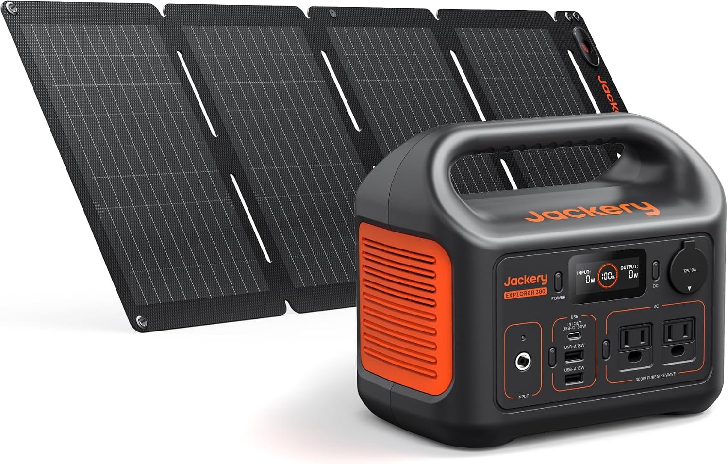 Jackery Solar Generator 300 and 40W Solar Panel,292Wh,300W AC | Pure Sine Wave AC Outlet, for RV, Outdoors, Camping, Travel, Blackout