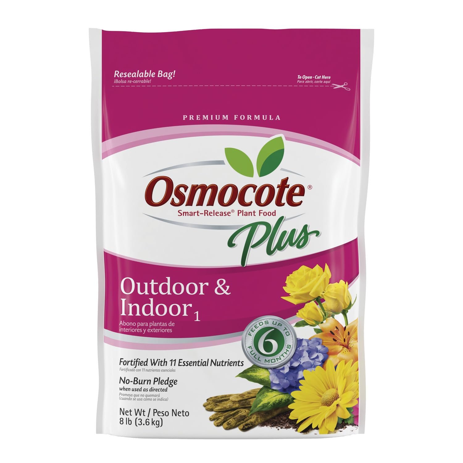 Osmocote Smart-Release Plant Food Plus Outdoor & Indoor1, 8 lb. | For Most Plant Types, In-Ground and Container Plants, Contains 11 Essential Nutrients
