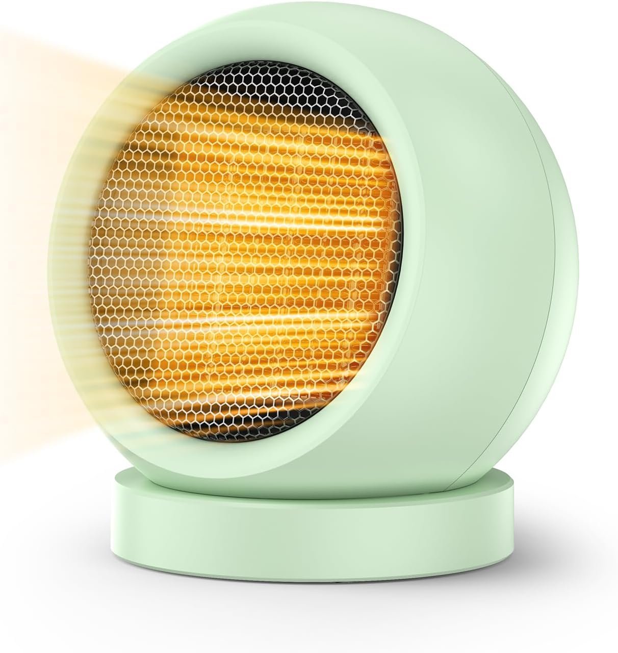 Coolfor Space Heater, 600W Ceramic Desk Heater for Indoor Use, Green | Energy Efficient PTC. Overheating & Tip-Over Protection. Compact for Bedroom, Office, Indoor Use. Quiet & Fast Heating