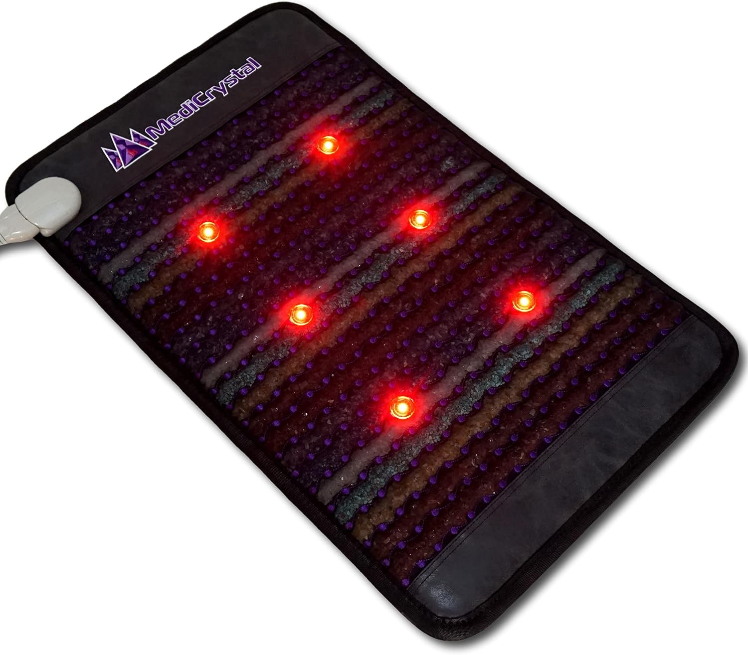 MediCrystal Infrared Heating Pad with 7 Natural Crystals – Small Biomat with Far Infrared Heat, Photon Red & NIR Lights, Magnets & Negative Ions – Mini Heating Pad 32″ L x 20″ W