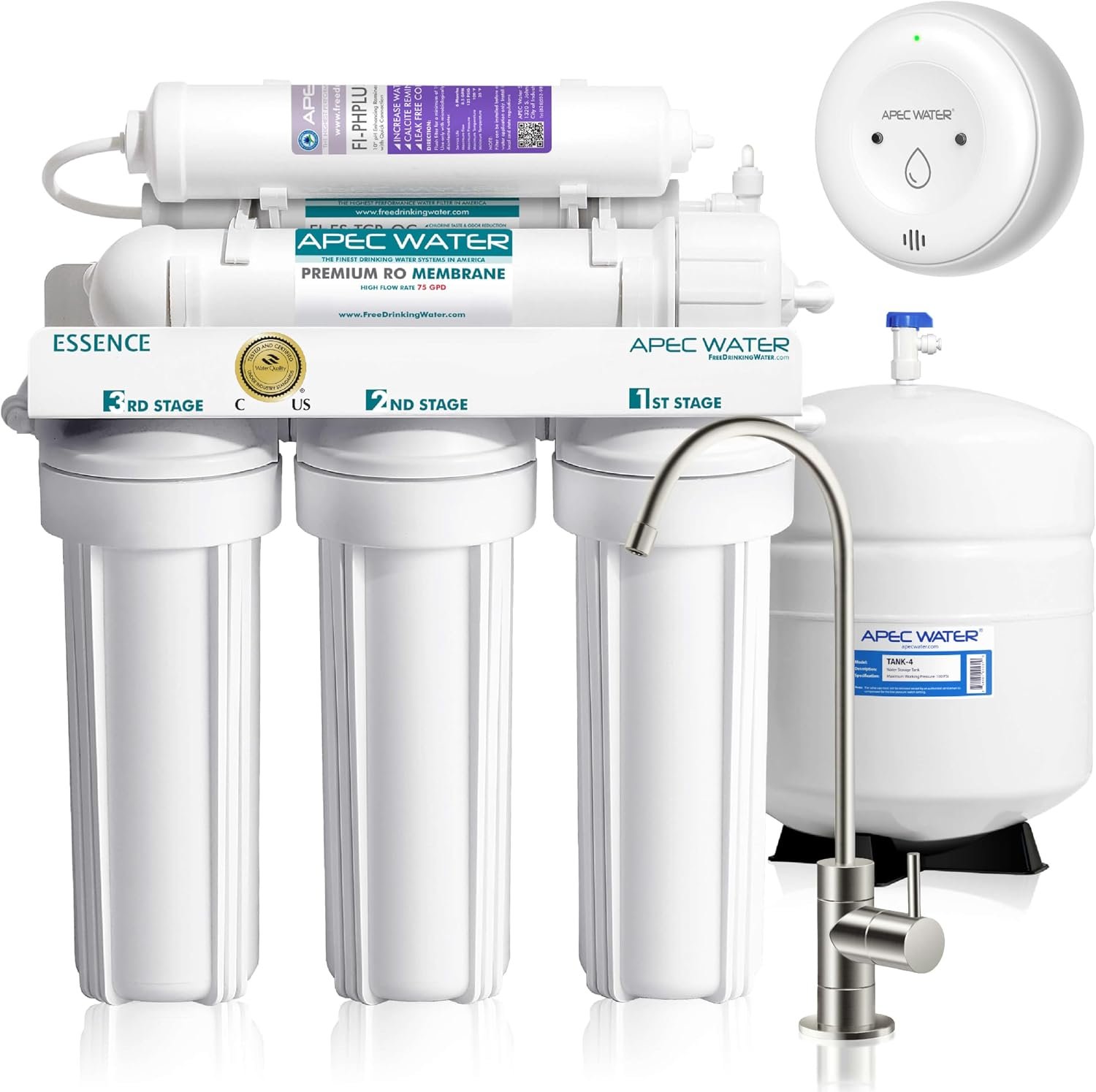 APEC Water ROES-PH75LD, 6-Stage Under Sink RO System, Alkaline, 75 GPD