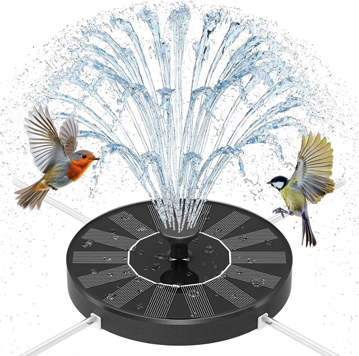 Solar Fountain Pump for Bird Bath, 1.4W Water Fountain with 6 Nozzles Solar Powered Fountain Pump for Bird Bath, Garden, Pond, Pool, Outdoor
