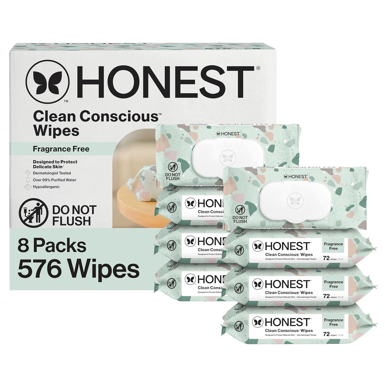 The Honest Company Multi-Use Baby Wipes, Geo Mood, Unscented, 576 Count