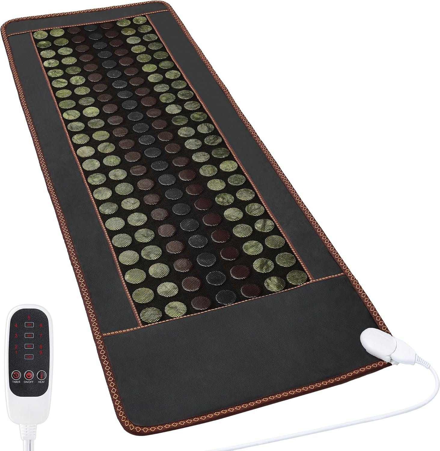 Far Infrared Heating Pad, Natural Jade and 2 Different Tourmaline Heating Pad, Electric Heating Pads for Back Neck Shoulders and Abdomen, Auto Shut Off Function (72″ X 24″)