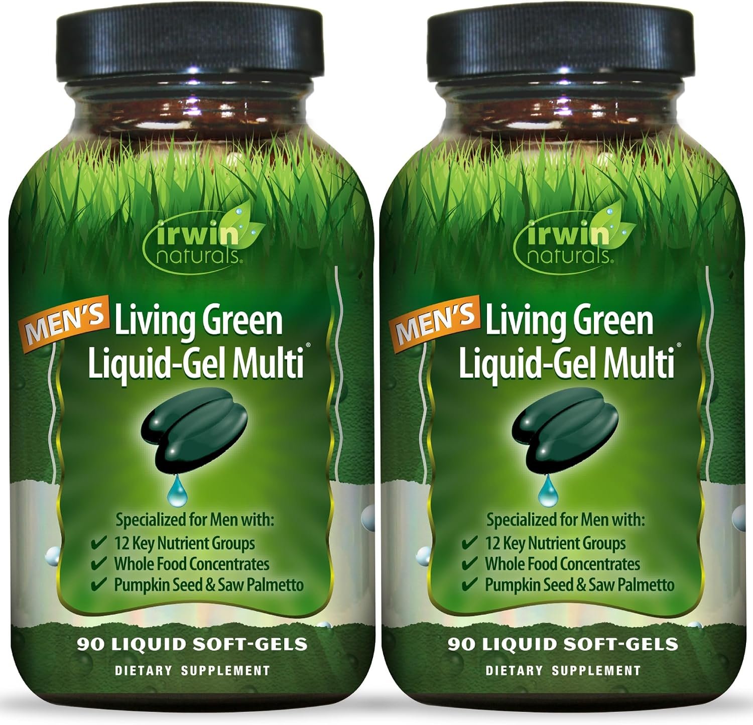 Irwin Naturals Men’s Living Green Daily Multivitamin | 90 Softgels 2 Pack | Daily Men’s Nutrition & Healthy Aging | 70 Nutrients + Omega Oils | Energy, Brain & Prostate Support