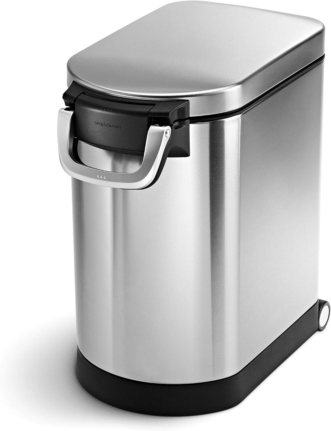 simplehuman Medium Pet Food Storage Container, Holds 25-29 lb / 11-13 kg of Dry Dog Food, Cat Food, or Bird Seed, Airtight Lock-Tight Lid with Magnetic Scoop, BPA-Free, Brushed Stainless Steel