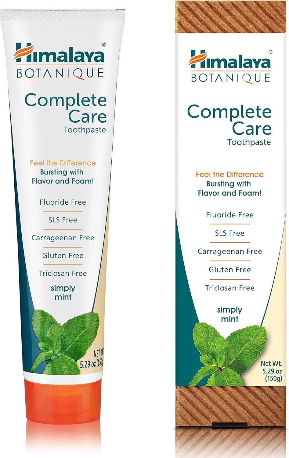 Himalaya Botanique Complete Care Toothpaste, Herbal, Mint Flavor, Fights Plaque, Freshens Breath, Fluoride Free, No Artificial Flavors, SLS Free, Cruelty Free, Foaming, 5.29 Oz, 1 Pack | Fluoride Free Toothpaste with Xylitol & Neem, Fights Plaque, Freshens Breath,SLS Free, No Artificial Flavors or Colors