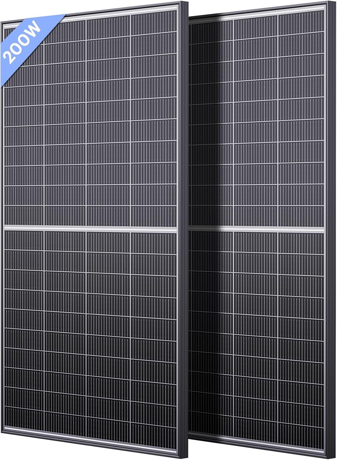 N-Type 16BB 400W Bifacial Solar Panel, 2Pcs 200 Watt Solar Panel for 12V/24V Systems, 25% High Efficiency, Dual-Module Parallel Anti-Shade Design, for RV Van Marine Home Rooftop Off-Grid