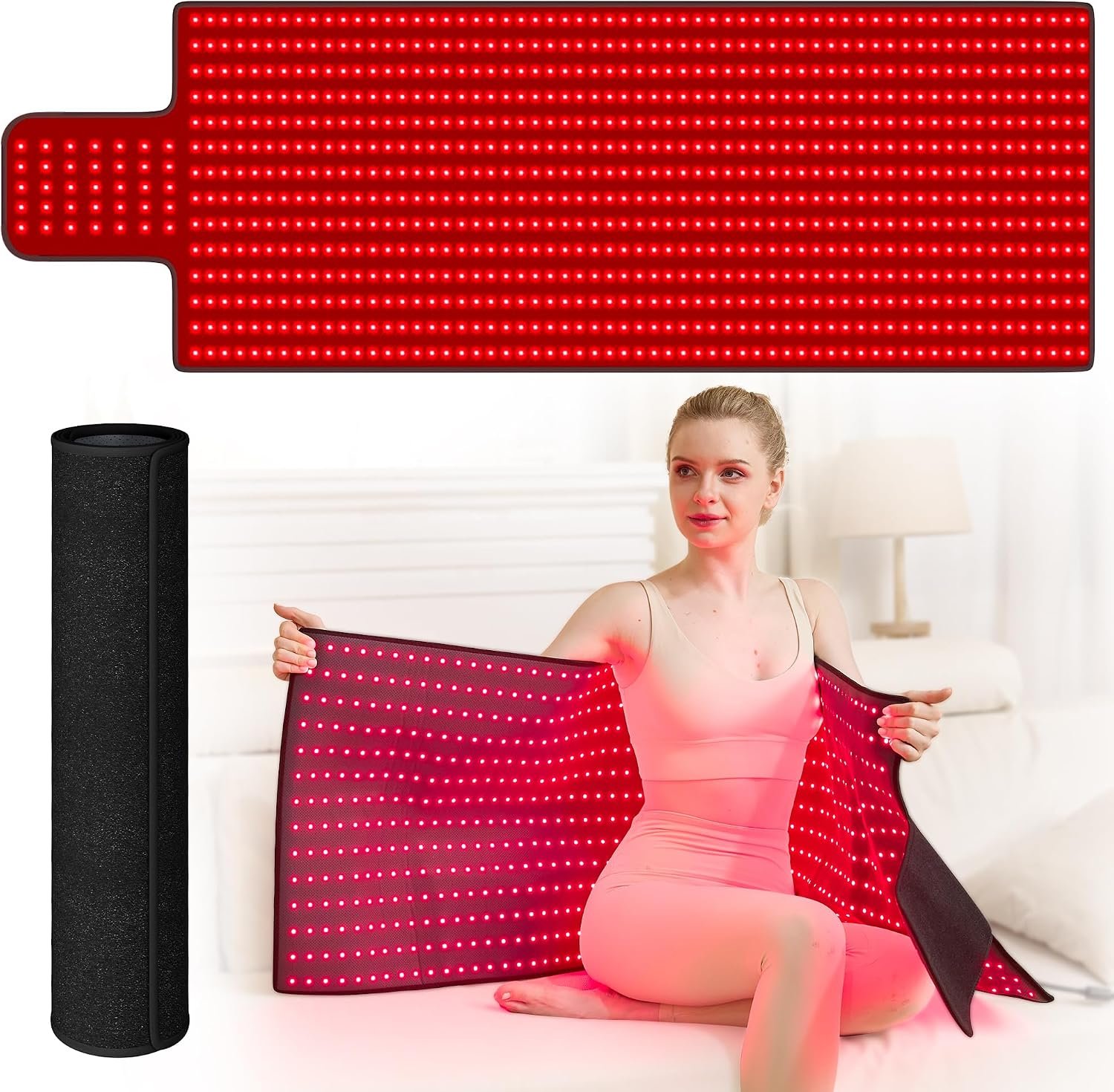 Extra Large Red Light Therapy Mat, 875 High-Density LEDs Full Body Red Light Therapy, 660nm & 850nm Dual Wavelengths, Foldable Red Light Therapy Blanket with Timer, 65″ x 20″