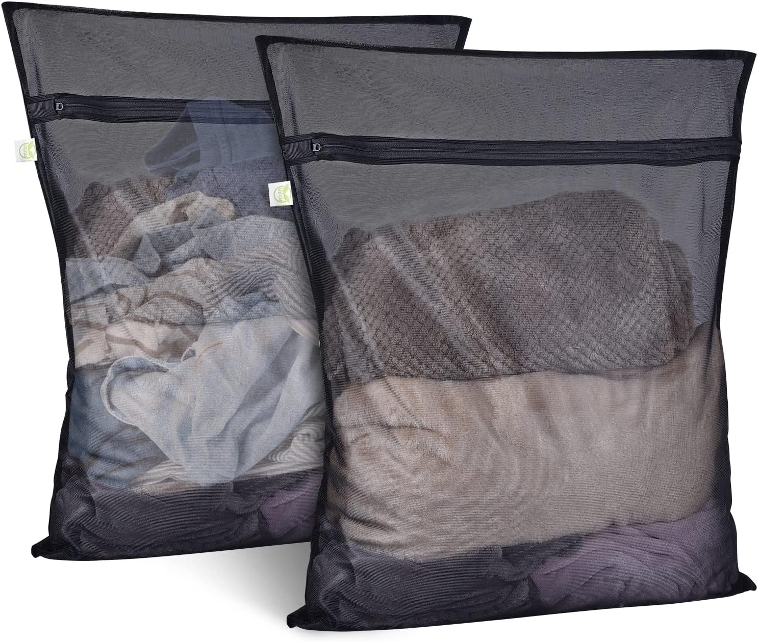 2 Pack Mesh Laundry Bags 24 x 32 inch Laundry Garment Bag Mesh Large Lingerie Wash Bags Zippered Garment Washing Net for Underwear Hosiery Blouse Sweater Dress Don’t Drying, Melting 140-176℉ | Reusable Laundry Bag Mesh Lingerie Wash Bags Zippered for Underwear Hosiery Blouse Sweater Don’t Drying, Melting 140-176℉
