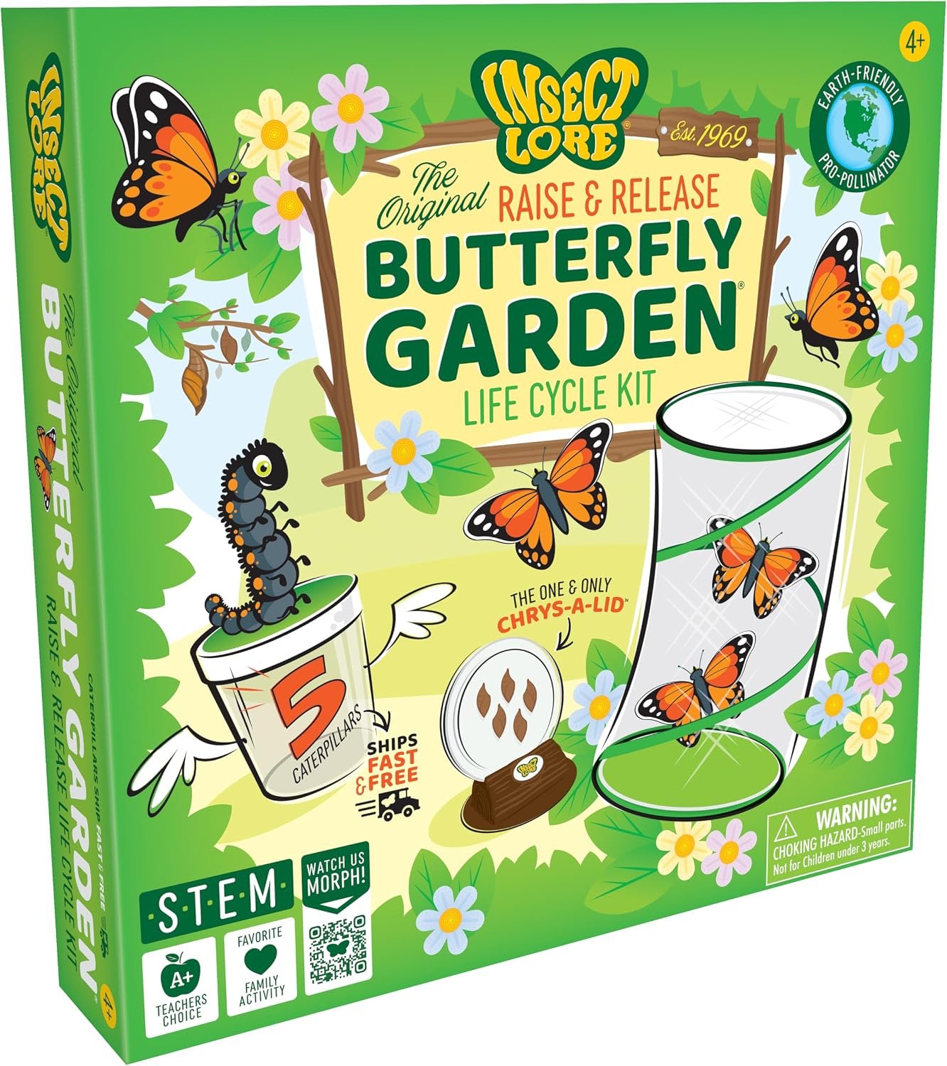 Insect Lore Butterfly Garden Kit – Live Caterpillar Habitat with Pre-Paid Voucher and Pop-Up Habitat– STEM-Accredited Butterfly Growing Kit for Kids, Classrooms, and Homeschool Learning