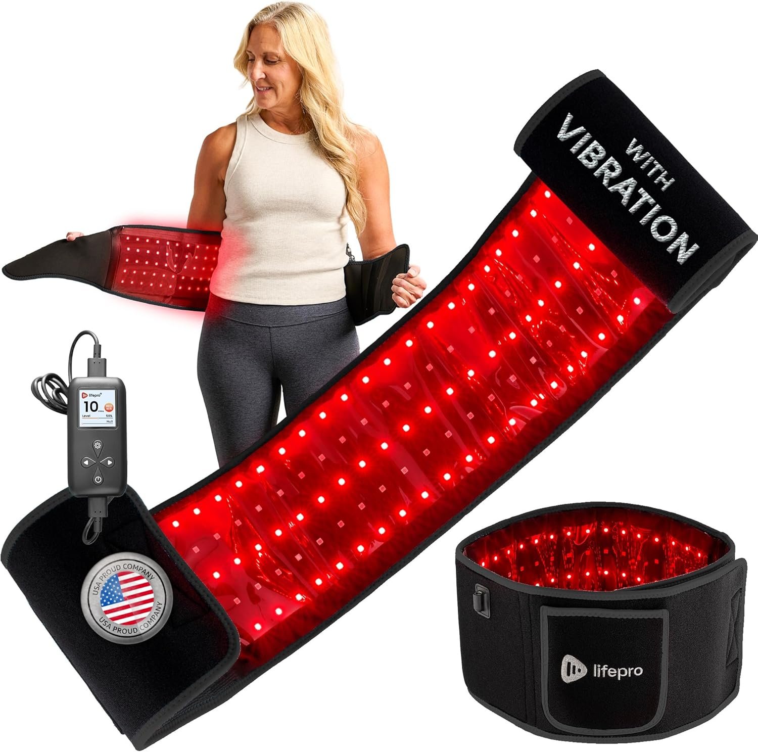 Lifepro Allevared Pro Red Light Therapy Belt with Pulse Modes & Vibration