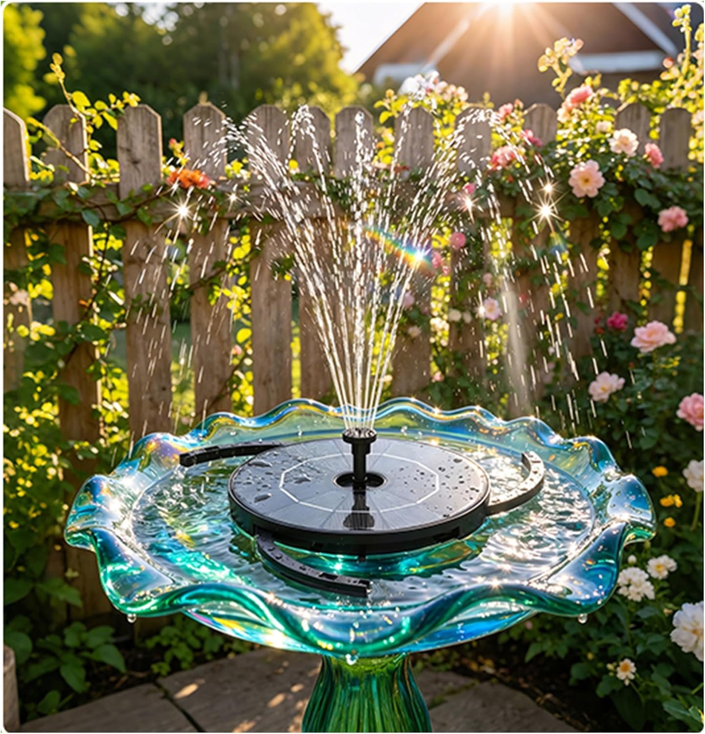 AISITIN Solar Bird Bath Fountain with 6 Nozzles & DIY Separated Design | 3 Anti-Drift Brackets, Ground Stakes, Attract Birds, Upgrade Filter, Solar Fountain for Bird Bath, Fish Tank, Garden, Pond