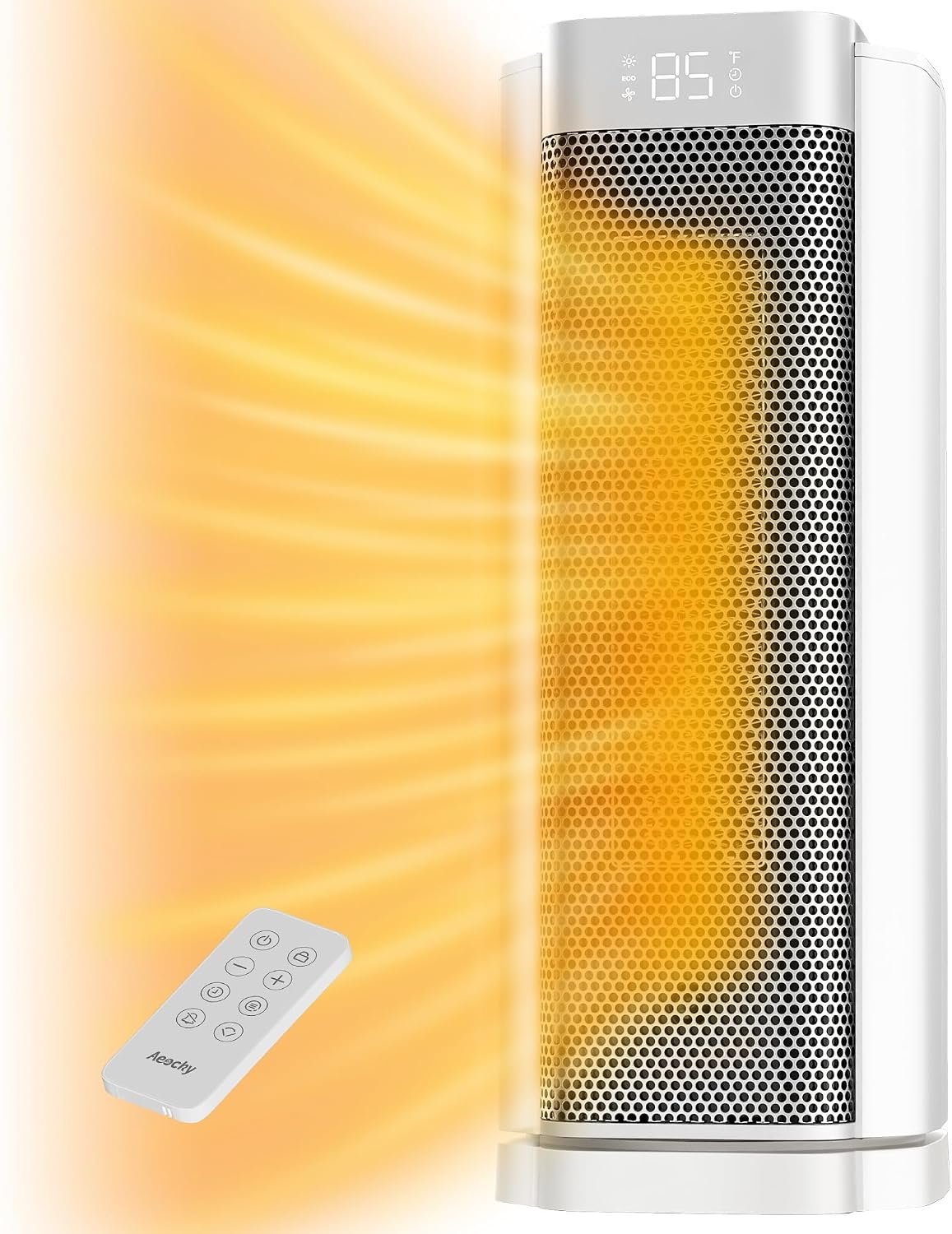 AEOCKY 3rd-Gen Space Heater, 1500W PTC Electric Heater | AI Thermostat, Indoor Use with Remote, 70° Oscillation, Utmost Silence, Safe Portable for Office Bedroom Home