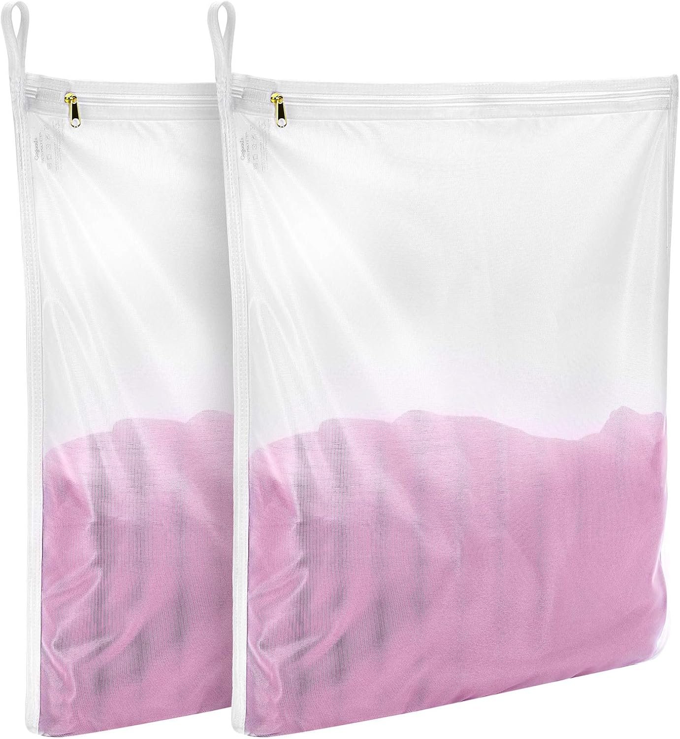 GOGOODA 2 Pack Delicates Laundry Bags, Fine Mesh Wash Bag with Hanging Loop | Large for Lingerie, Shirts, Sweaters, Underwear, Bra, Silk, Socks