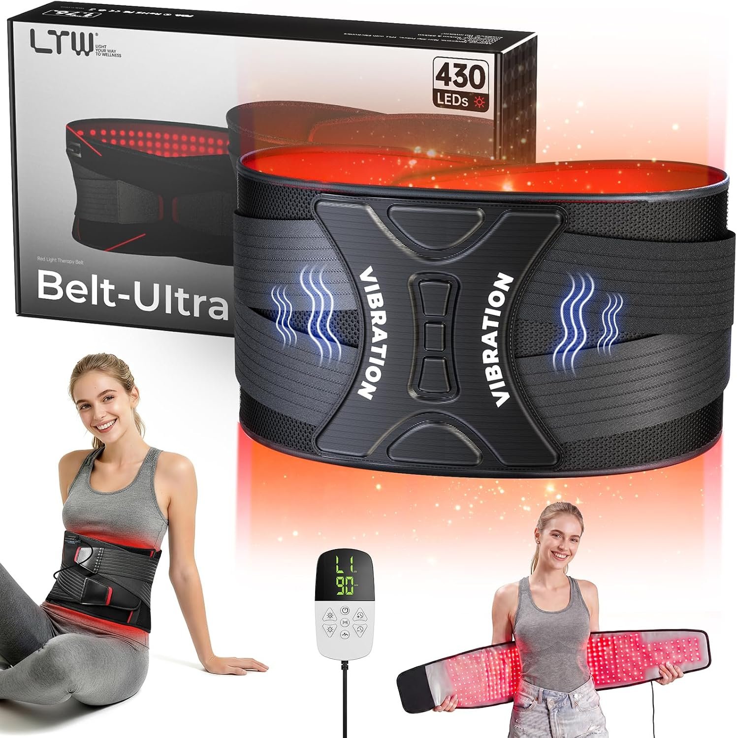 LTW Flagship 430 LEDs Red Light Therapy Belt for Pain Relief, 50″ x 9.5″