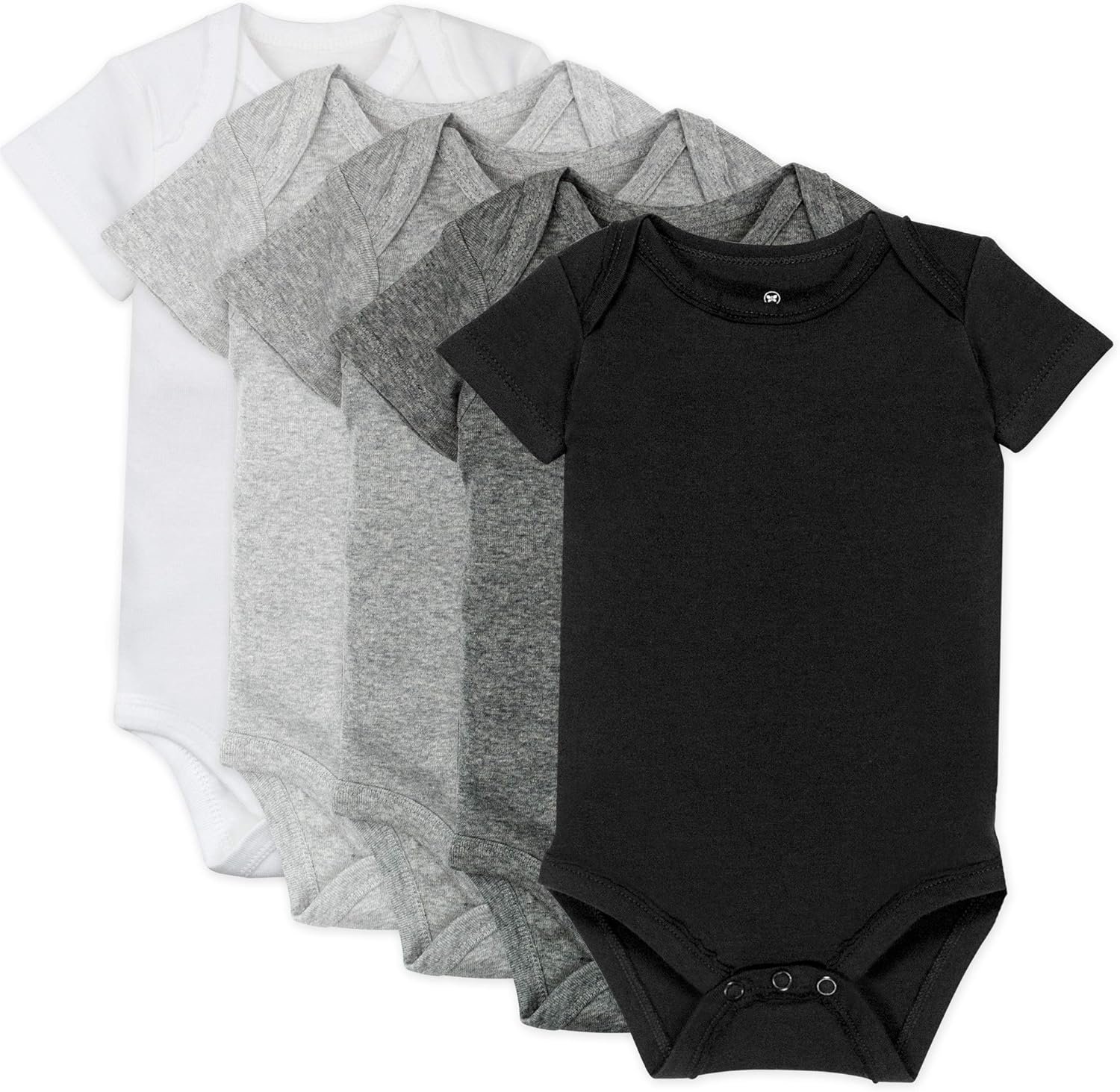HonestBaby 5-pack Short Sleeve Bodysuits One-piece 100% Organic Cotton for Infant Baby Boys