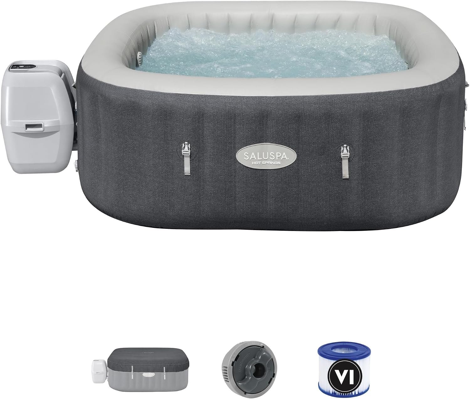 SaluSpa Hot Springs 4-6 Person Square Inflatable Hot Tub, Energy-Efficient