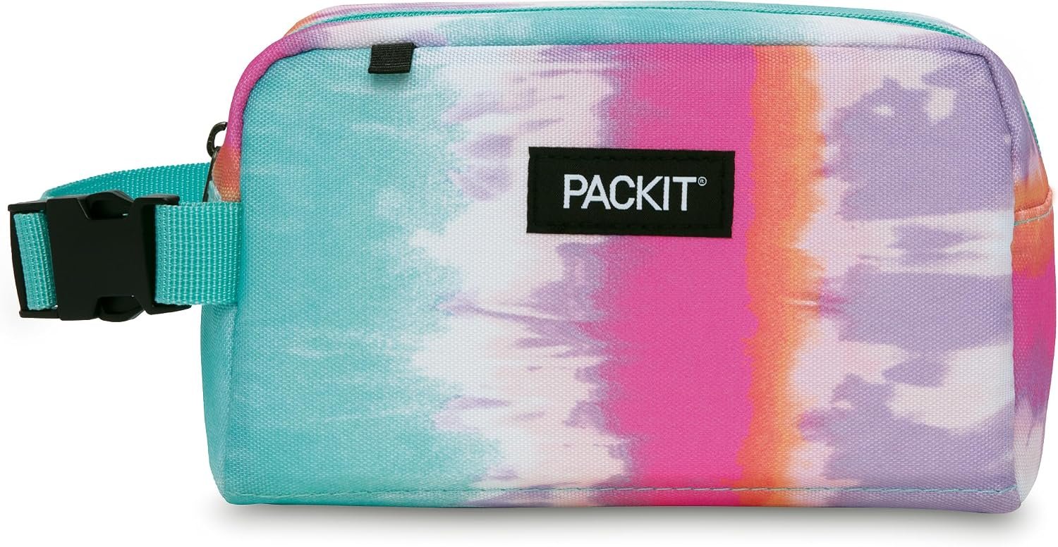 PackIt Freezable Snack Box, Tie Dye Sorbet, Built with EcoFreeze Technology, Collapsible, Reusable, Zip Closure with Buckle Handle, Designed For Work Snacks, Fresh Snacks On the Go, Adults