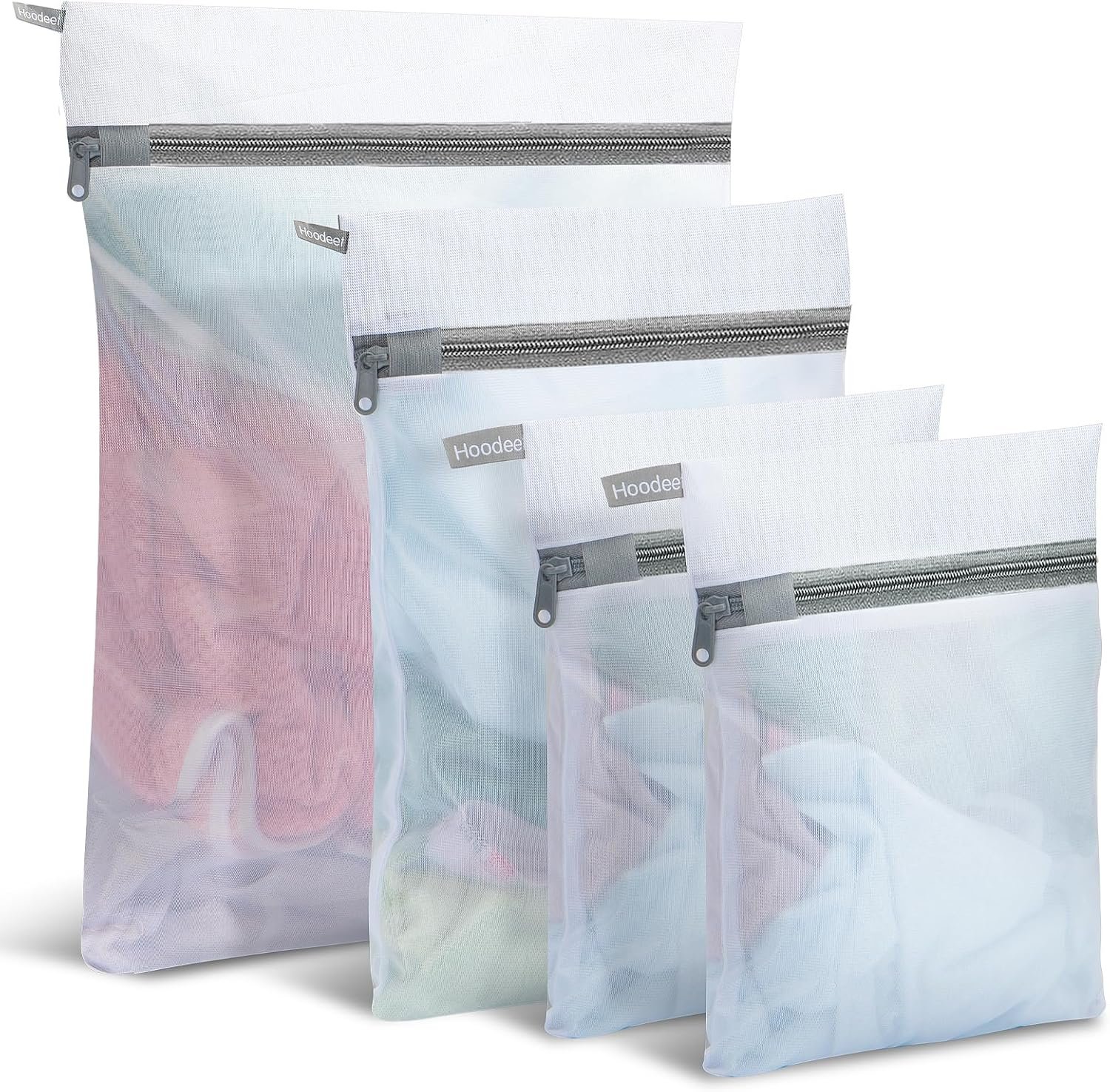 Mesh Laundry Bags for Delicates, 4Pcs Laundry Bags Mesh Wash Bags, Lingerie Bags for Washing Delicates, Laundry Bag for Delicates, Dorm Room Essentials (1 Large,1 Medium,2 Small)