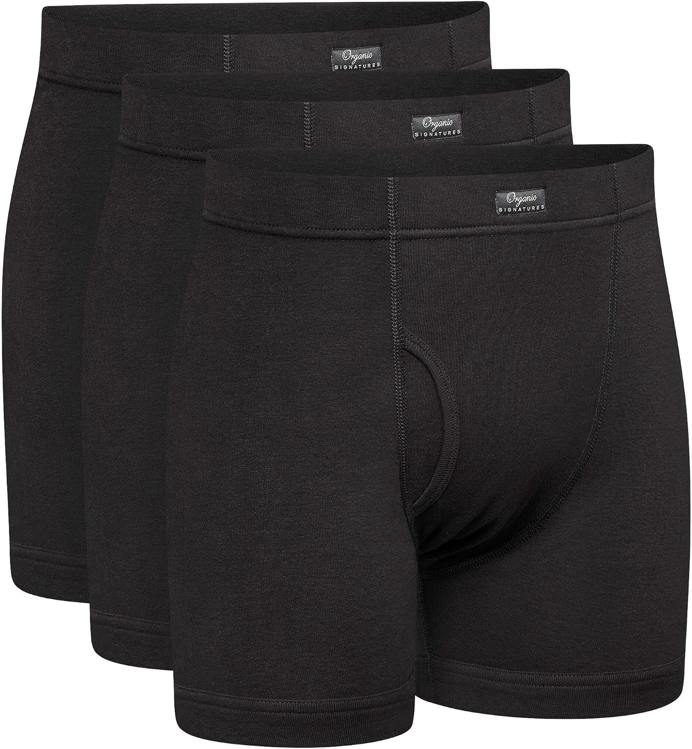 Organic Signatures Boxer Briefs, 100% Organic Cotton, Covered Elastic | Exceptionally Soft • Breathable Comfort • Tag-Free