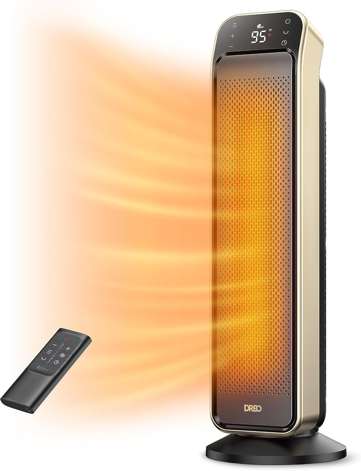 DREO 25 Inch Electric Space Heater for Indoor Use, Large Room, Thermostat | 11.5 ft/s Fast Heating, 25dB Quiet Operation, 70° Oscillation, Remote Control, Child Lock, Overheating & Tip-Over Protection