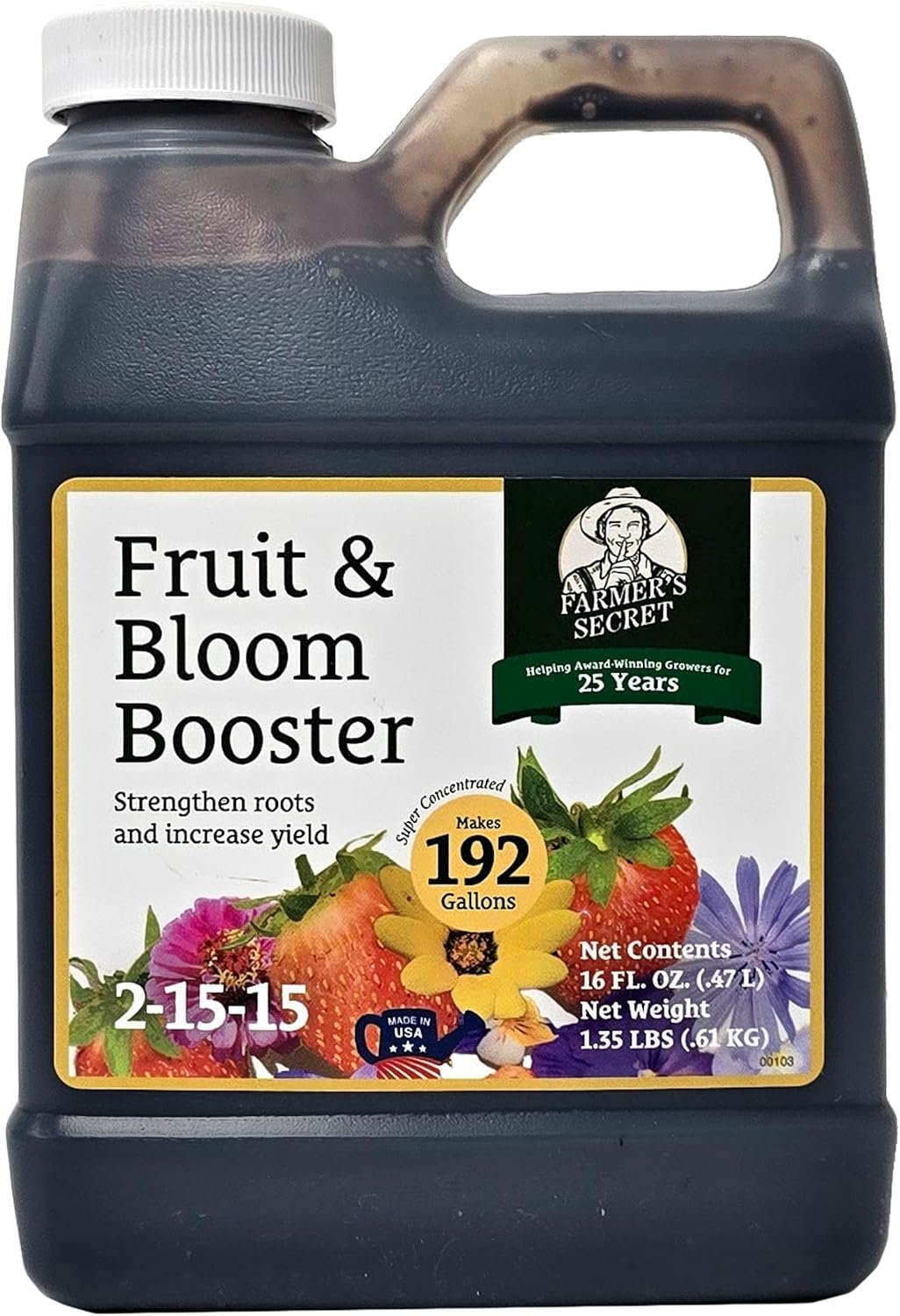 Farmer’s Secret Fruit & Bloom Booster Fertilizer – Super Concentrated – Boosts Flowering and Yield on All Varieties of Fruits, Vegetables and Flowers (16oz)
