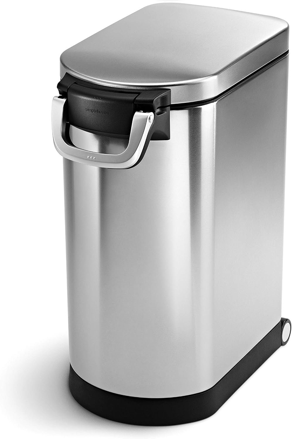 simplehuman Large Pet Food Storage Container, Holds 30-35 lb / 14-16 kg of Dry Dog Food, Cat Food, or Bird Seed, Airtight Lock-Tight Lid with Magnetic Scoop, BPA-Free, Brushed Stainless Steel