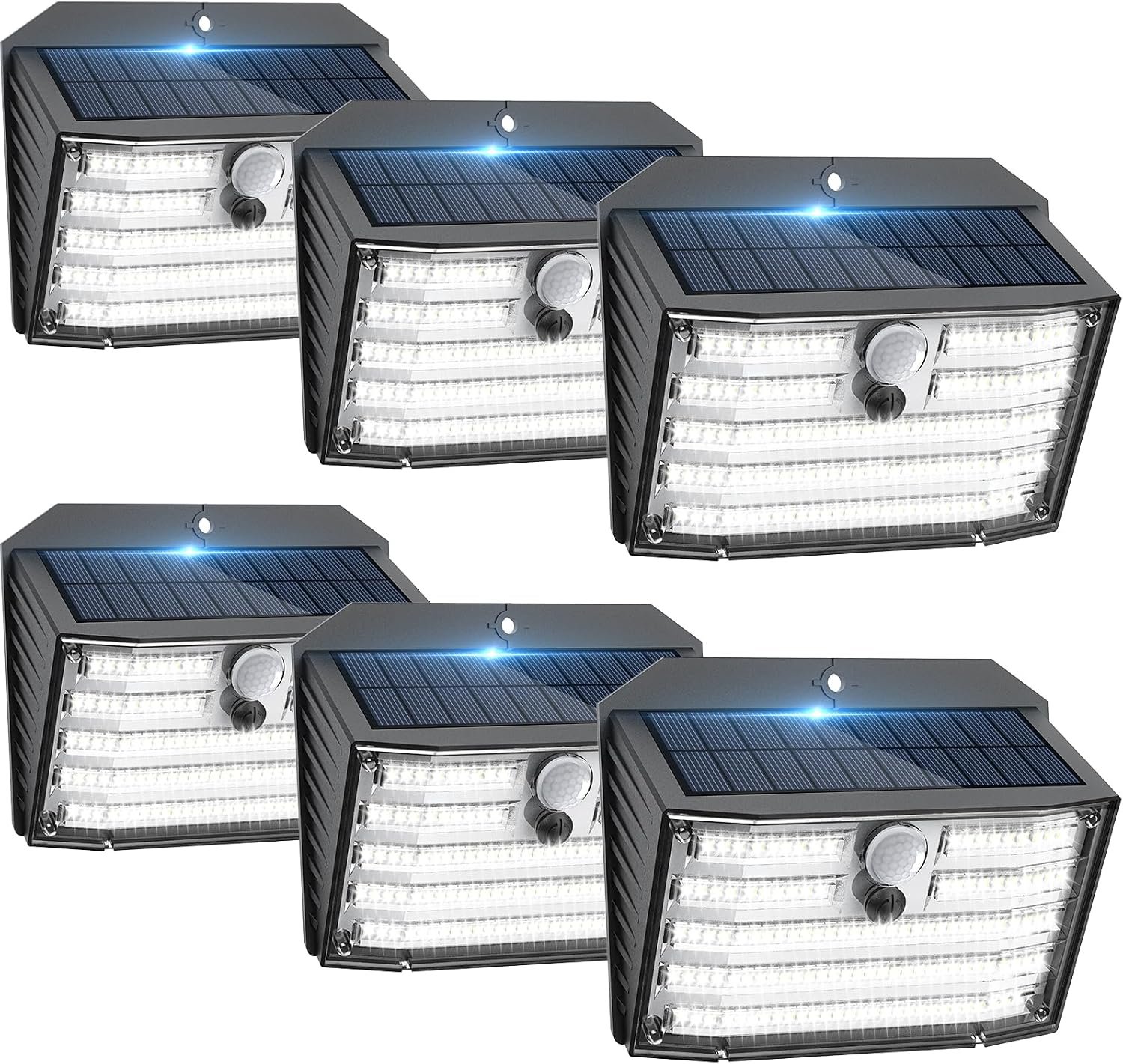 Solar Motion Lights Outdoor, Ultra Bright Solar Fence Lights with Motion Sensor, IP65 Waterproof Security Light 3 Modes, 270° Lighting Angle, Wall Lights for Deck Patio Fence Garage Door (6 Packs)