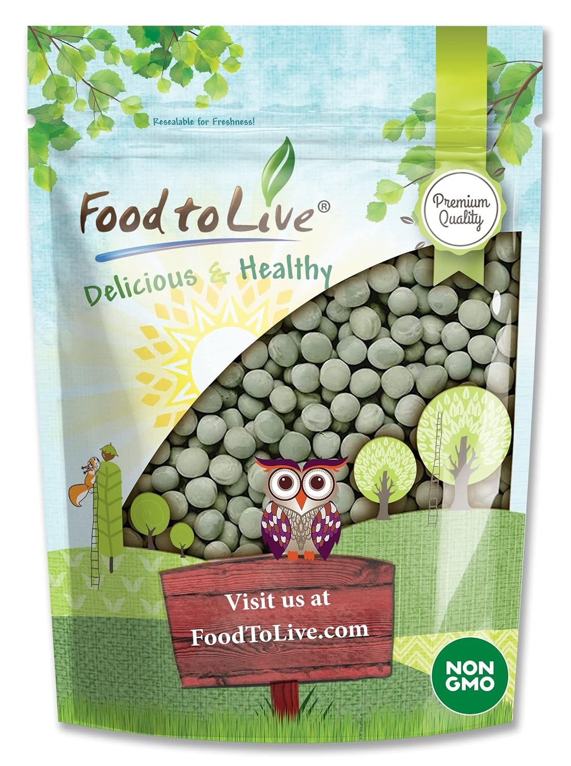 Food to Live Whole Dried Green Peas, 4 Pounds Green Vatana, Sproutable, Vegan, Kosher, Bulk. Pre-Soak Needed. Rich in Protein, Fiber, Potassium. Great for Green Curry, Pea Soup, Stews