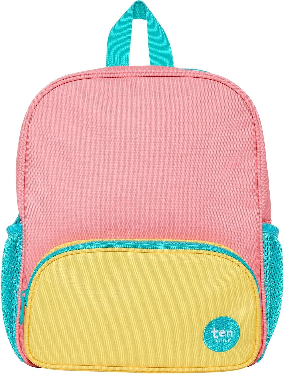 Ten Little Toddler Backpack for School, Kids School Backpack – Toddler Bookbag Made with Recycled Materials for Preschool, Kindergarten – School Bag, Daycare Bag – 12” Kids Backpack, Pink/Yellow