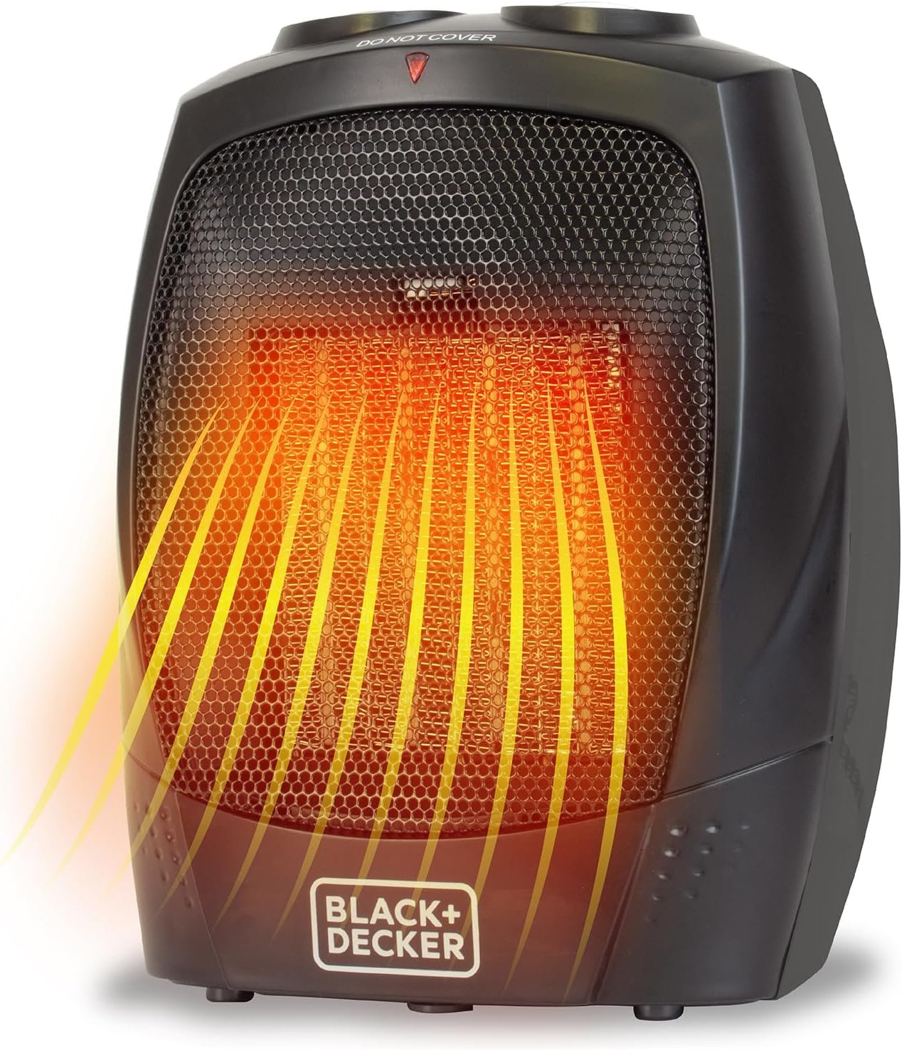 BLACK+DECKER Personal Ceramic Heater, 1500 Watts, BHDC201, Black | Space Heater for Office Desk, Home Office & Personal Use Desk, 2 Heat & Fan Only Settings, Adjustable Thermostat