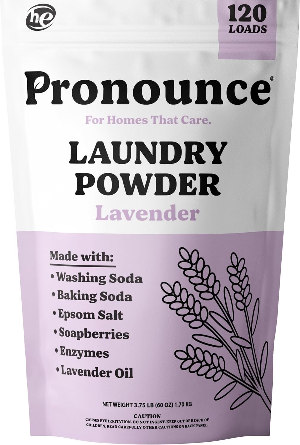 Pronounce Laundry Detergent Powder Alternative | Cleaner Ingredients. No Harsh Preservatives. Stain + Smell Fighting. With Essential Oils. HE Safe (Lavender, 120 Loads).