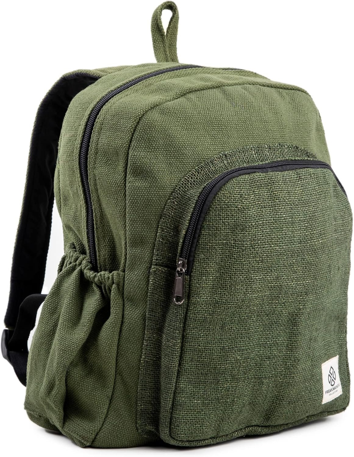 Organic Hemp Backpack Bag – Eco Friendly Durable Rustic Travel Hiking Friendly Lightweight Causal Bag by Freakmandu – Green