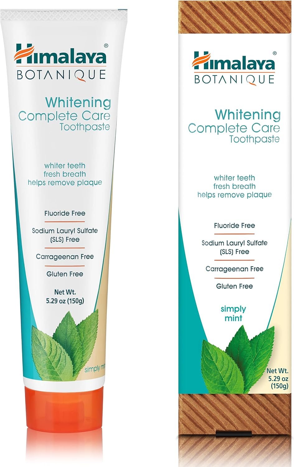 Himalaya Botanique Whitening Complete Care Toothpaste, Mint, 5.29 oz,1 Pack | Fluoride Free Toothpaste Supports Teeth Whitening & Fights Plaque – No Artificial Flavors, SLS Free, Cruelty Free