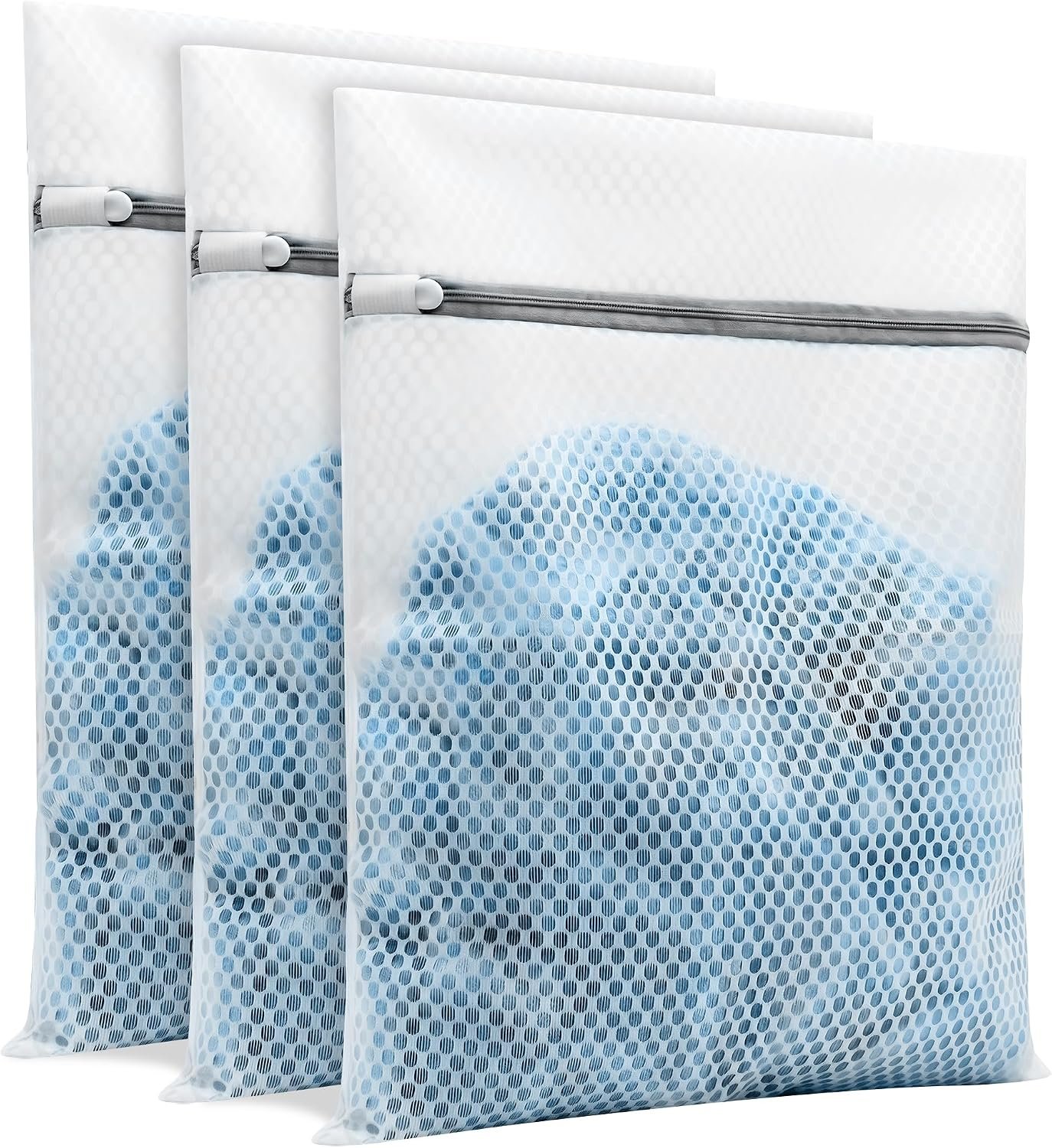 3Pcs Laundry Bags Mesh Wash Bags，12 x 16 inches | Upgraded Honeycomb & Fine Mesh, Extra Durable with Sturdy Zippers
